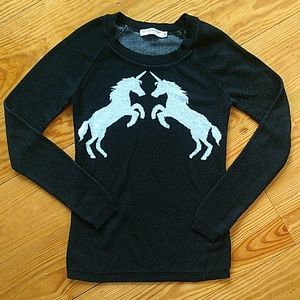 Quirky Whimsical B&W Unicorn Novelty Sweater